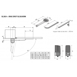 Motorisation portail battant à bras avec glissières 24V jusqu'à 800kg CARDIN KT-BL3924MCD