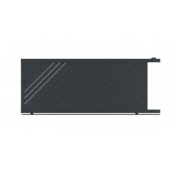 Portail alu coulissant plein droit lames fougères LONDON décor alunox