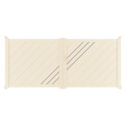 Portail alu 2 battants plein droit lames fougères LONDON décor alunox