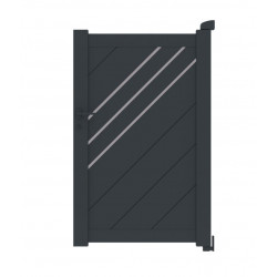 Portillon alu plein droit lames fougères LONDON décor alunox