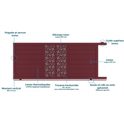 Portail alu coulissant décoratif droit LAOS P11