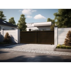 Portail alu coulissant droit lames persiennes ANKARA