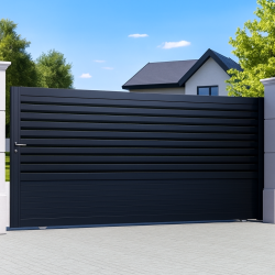 Portail alu coulissant droit semi persienne TRINIDAD