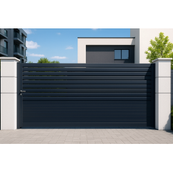 Portail alu coulissant droit semi persienne TRINIDAD