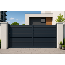 Portail alu coulissant droit lames persiennes ANKARA