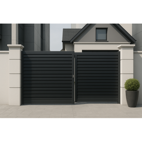 Portail alu 2 battants droit lames persiennes ANKARA