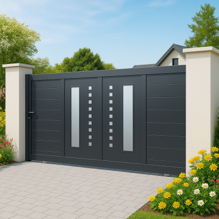 Portail alu coulissant décoratif droit MONTREAL