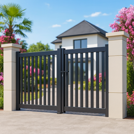 Portail alu 2 battants droit ajouré ADEN