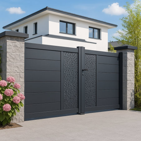 Portail alu 2 battants décoratif droit LAOS P11