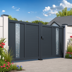 Portail alu 2 battants décoratif droit BRASILIA