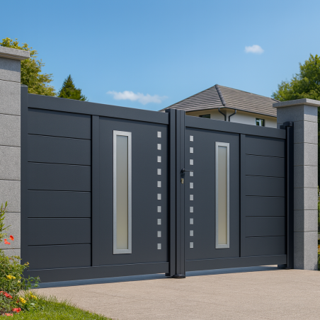 Portail alu 2 battants décoratif droit MONTREAL