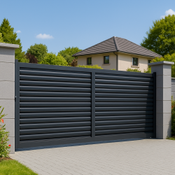 Portail alu coulissant droit lames persiennes ANKARA