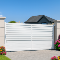 Portail alu coulissant droit semi persienne TRINIDAD