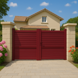 Portail alu 2 battants droit semi persienne TRINIDAD