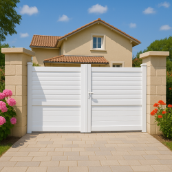 Portail alu 2 battants droit semi persienne TRINIDAD