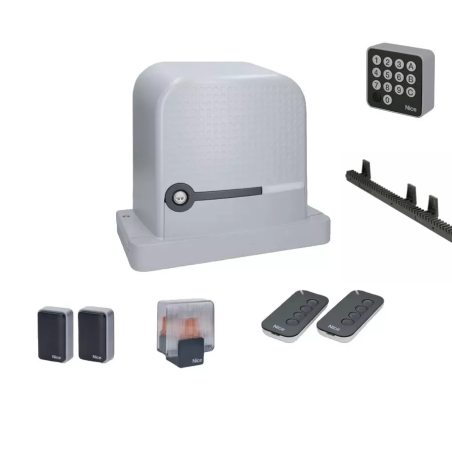 Motorisation portail coulissant NICE ROBUSKIT 400kg + crémaillères et clavier